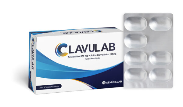 Smarty Mockup CLAVULAB 875MG + 125MG TABLETA RECUBIERTA, CAJA x 14 TABLETAS RECUBIERTAS