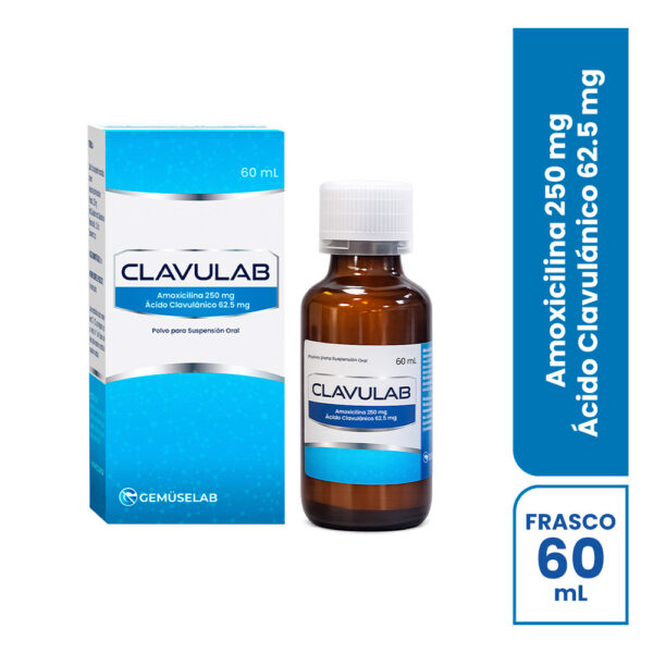 CLAVULAB 250mg+62.5mg Suspensión 60 mL CLAVULAB 250MG + 62.5MG POLVO PARA SUSPENSIÓN ORAL, CAJA CON FRASCO x 60 ML
