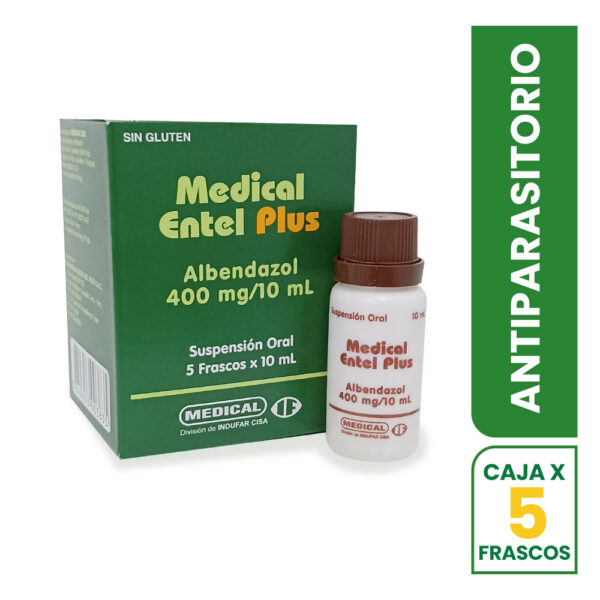 MEDICAL ENTEL PLUS Albendazol 400mg/10mL MEDICAL ENTEL PLUS 400MG/10ML SUSPENSIÓN ORAL, CAJA CON 5 FRASCOS x 10 ML